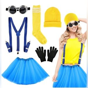 Women’s 6-Piece Yellow and Blue Cosplay Costume Set – Halloween Party Outfit